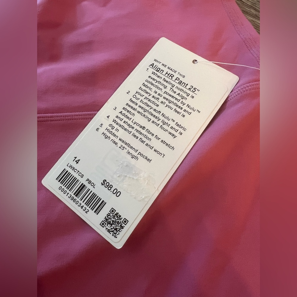 NWT Lululemon Align HR Pant 25" Pink - Picture 2 of 5